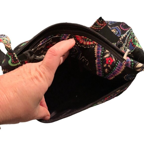 Vera Bradley Bandana Swirl Black Paisley Adjustable Crossbody Purse Handbag - Picture 5 of 8